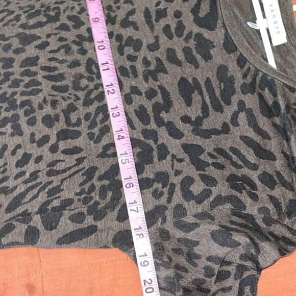 Sandro Womens Leopard Print T-Shirt Size Medium100% Linen Short Sleeve - Picture 6 of 8